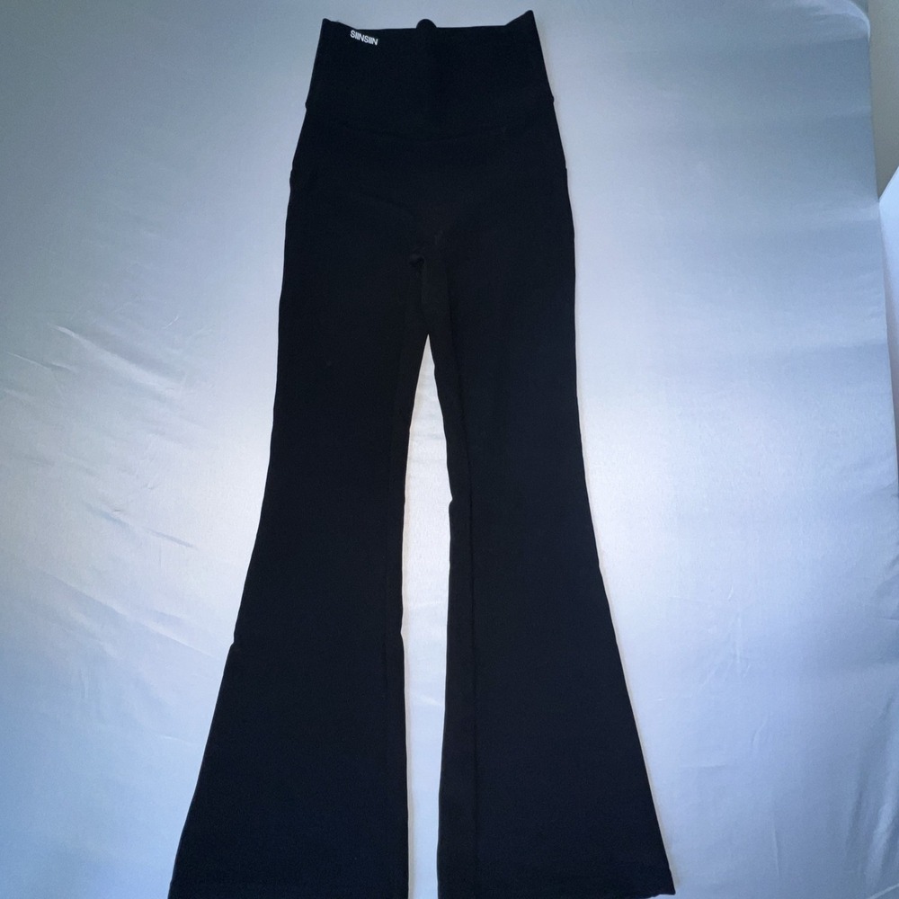 SiinSiin Black High Rise Fitted Wide Leg Athletic Yoga Pants‎